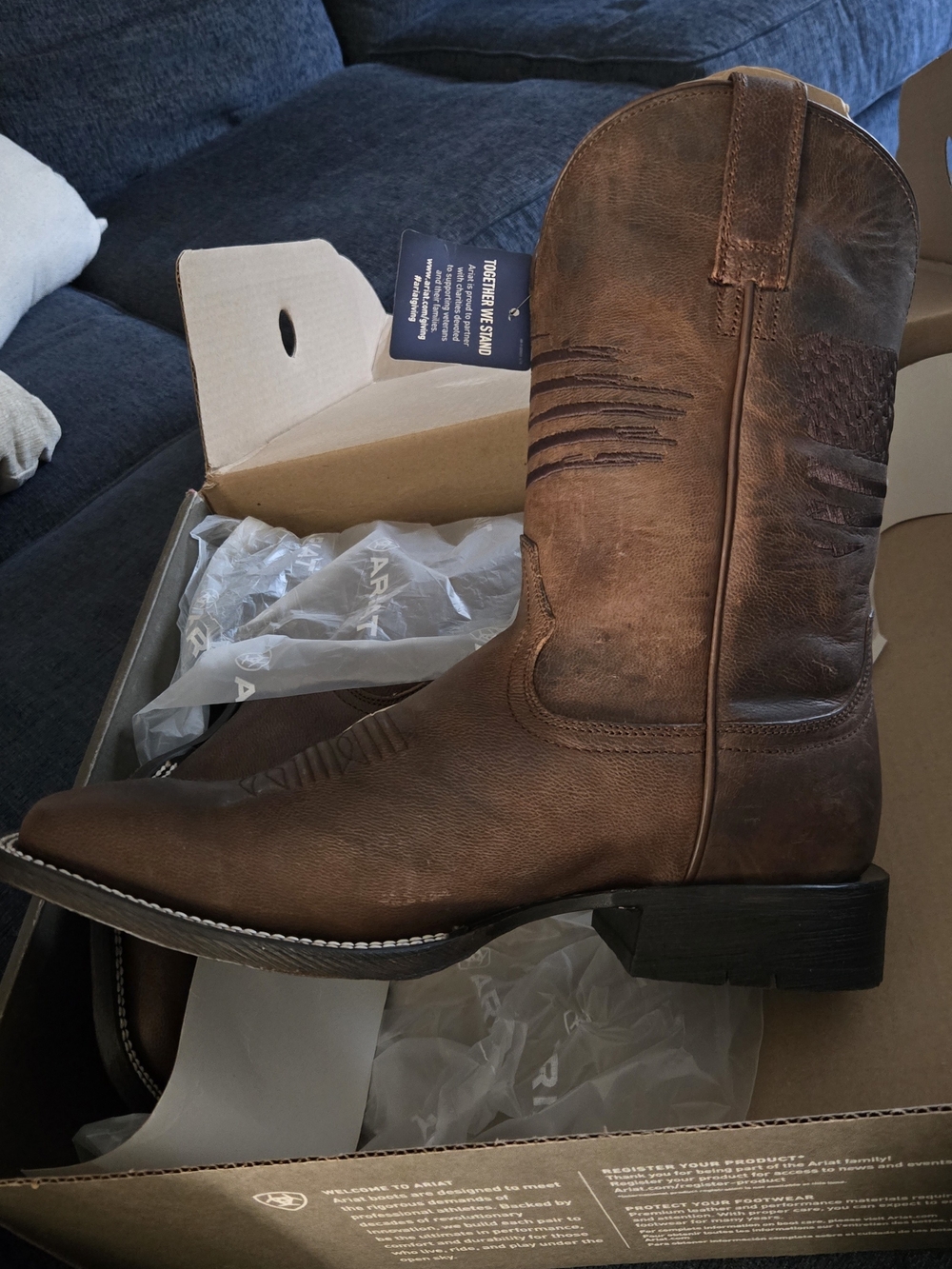 Ariat Circuit Patriot Western Boots Brown US 11.5 D NWT